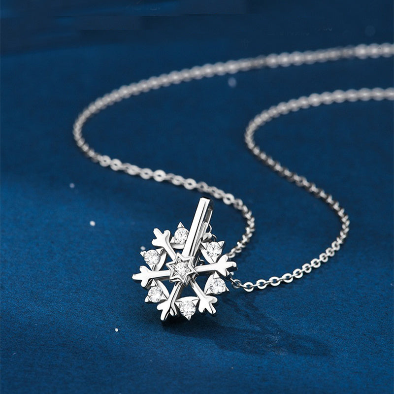 Silver Snowflake Necklace Women