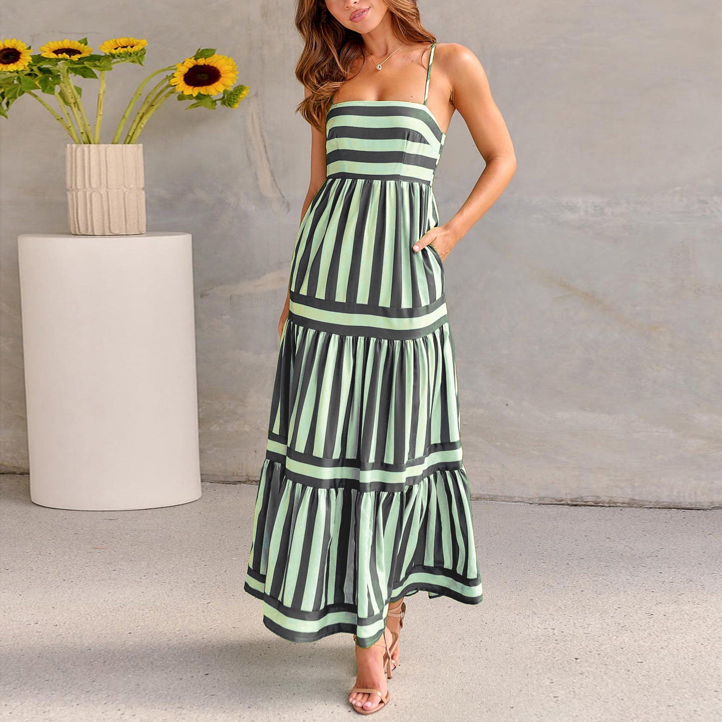 Summer Striped Printed Long Dress