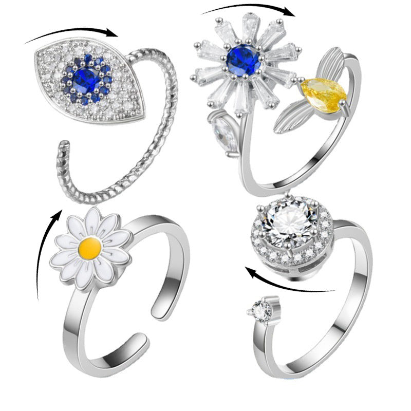 Rings Eyes Flowers Anxiety Rings For Women Fidget Spinner Ring Jewelry