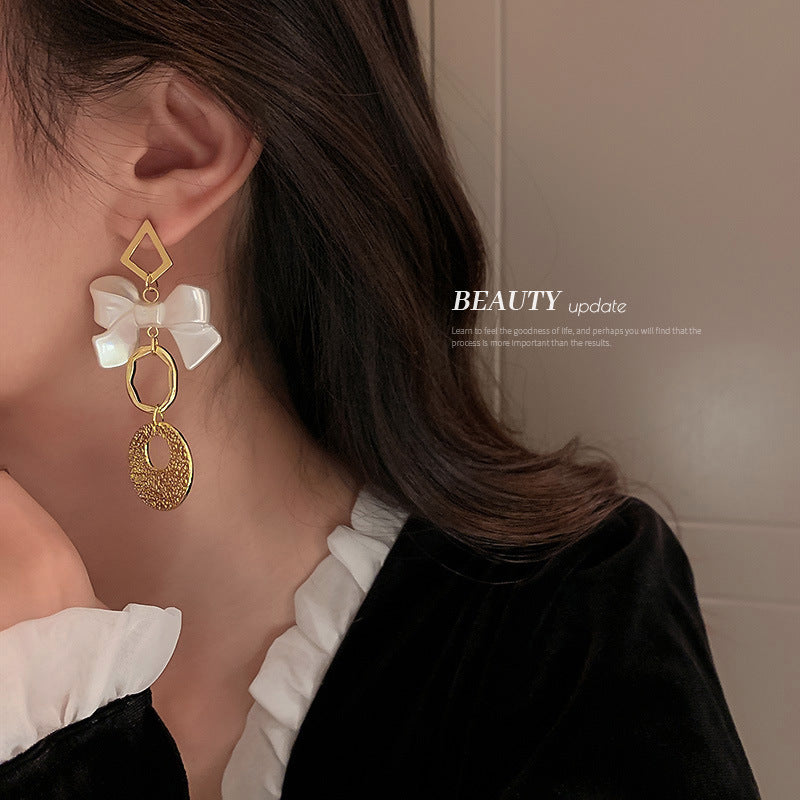 Silver Post Geometric Bow Asymmetrical Earrings