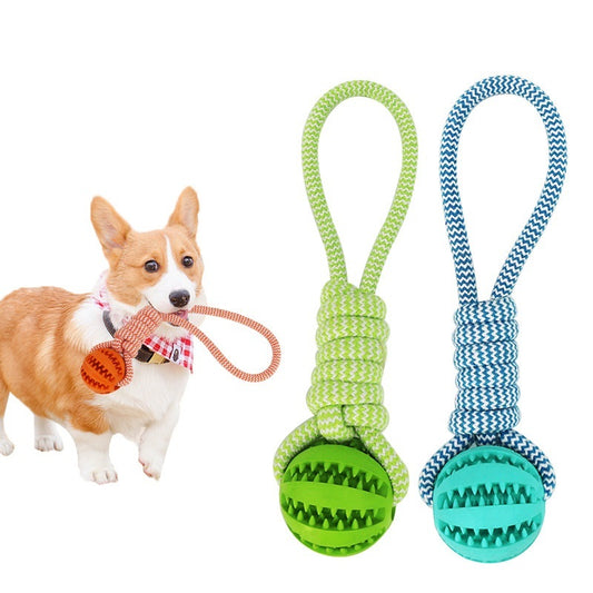 Dog Toys Treat Balls Interactive Hemp Rope Rubber Leaking Balls