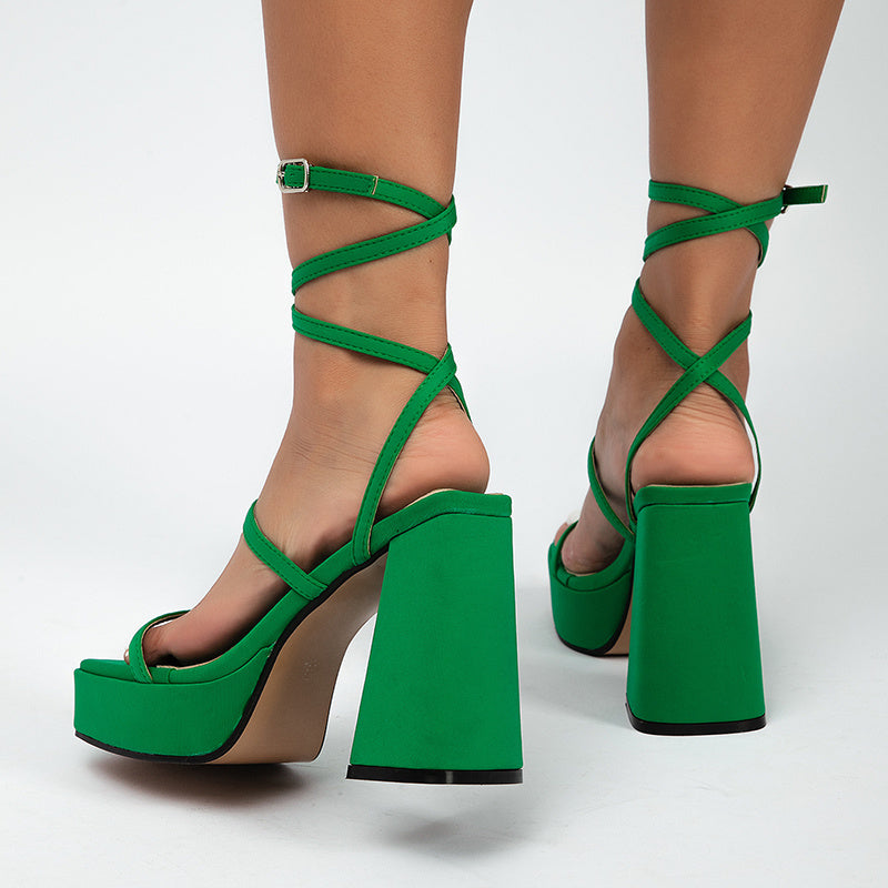 Strap Sandals Women High Heel Chunky