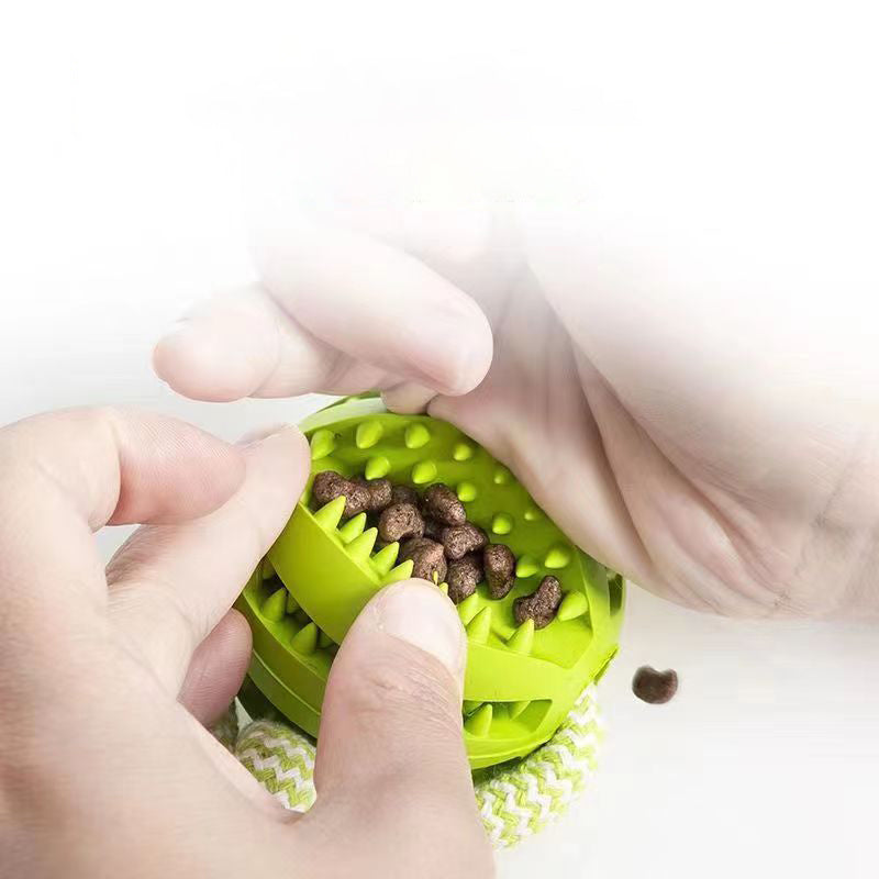 Dog Toys Treat Balls Interactive Hemp Rope Rubber Leaking Balls