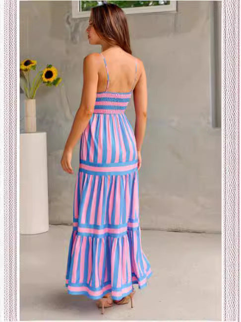Summer Striped Printed Long Dress