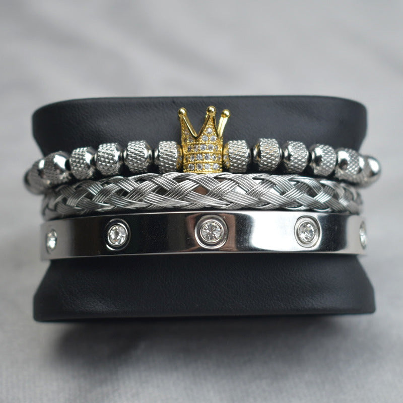Pineapple Ball Crown Twist Woven Mesh With Diamond Digital Bracelet Set of best quality