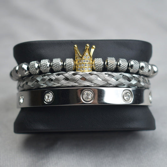 Pineapple Ball Crown Twist Woven Mesh With Diamond Digital Bracelet Set of best quality