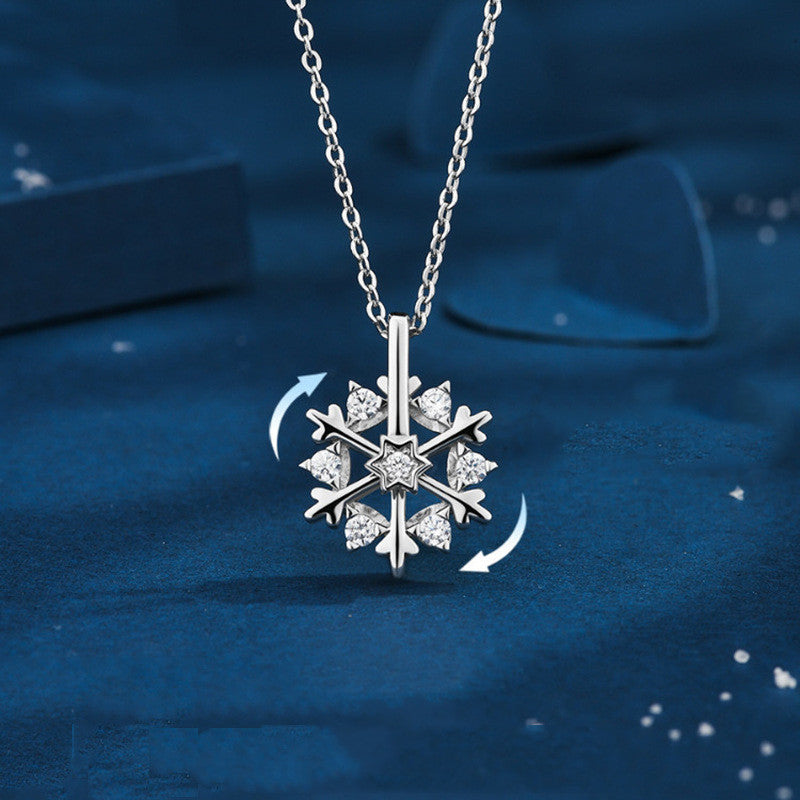 Silver Snowflake Necklace Women