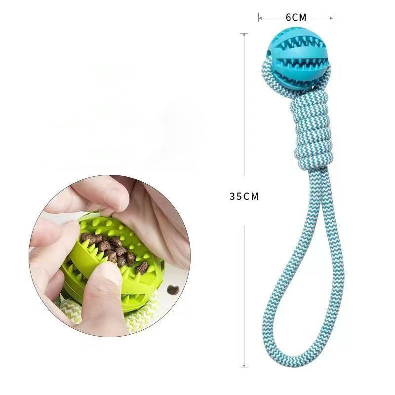 Dog Toys Treat Balls Interactive Hemp Rope Rubber Leaking Balls