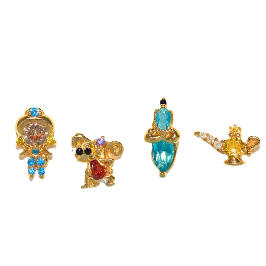 925 Silver Needle Plating 18K Gold Fairy Tale Cartoon Earrings